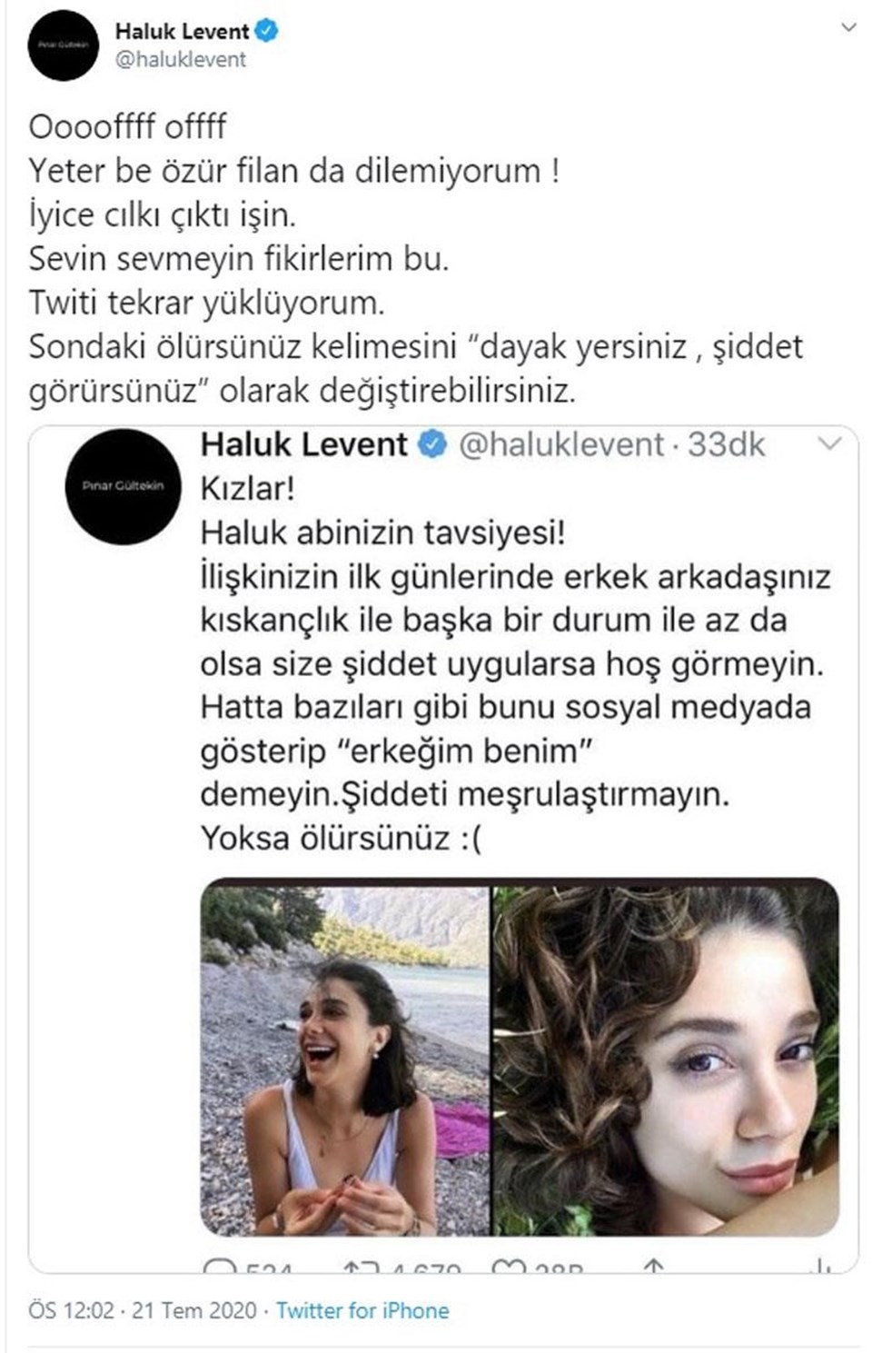 Haluk Levent'in Pınar Gültekin paylaşımı tepki çekti - 3