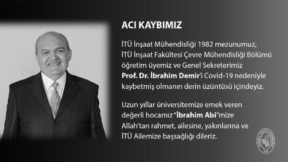 İTÜ Öğretim Üyesi Prof. Dr. İbrahim Demir corona virüs nedeniyle hayatını kaybetti - 1