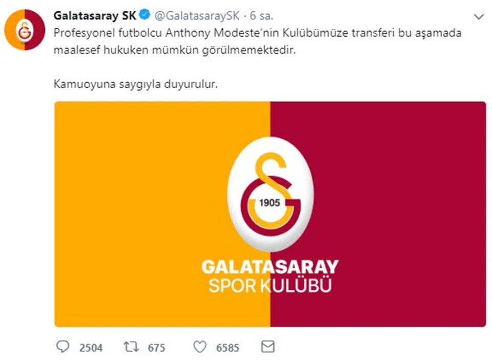 Galatasaray'dan Modeste açıklaması - 1