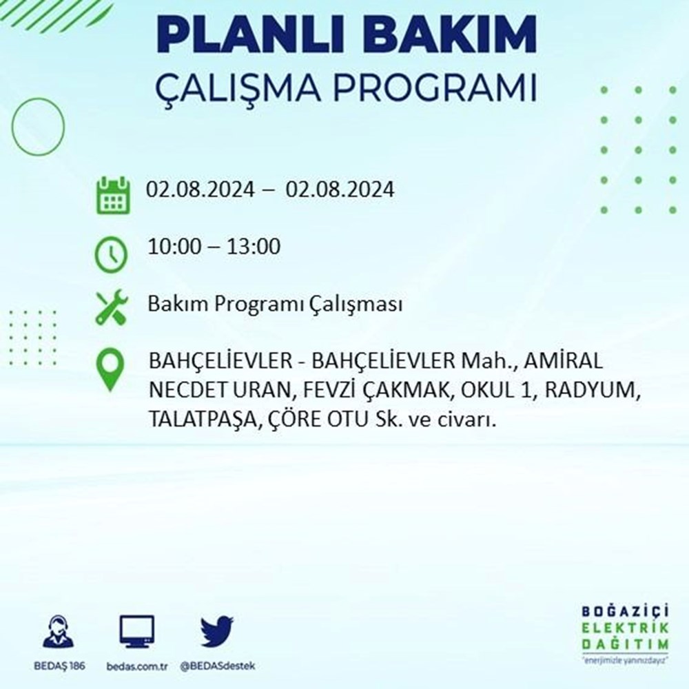 İstanbul'un 22 ilçesinde elektrik kesintisi: Elektrikler ne zaman gelecek? (2 Ağustos BEDAŞ kesinti programı) - 10