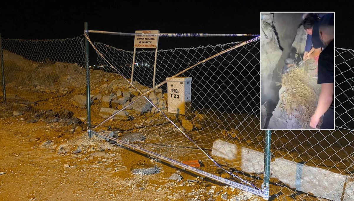 Heyelan bölgesindeki çukura düştü