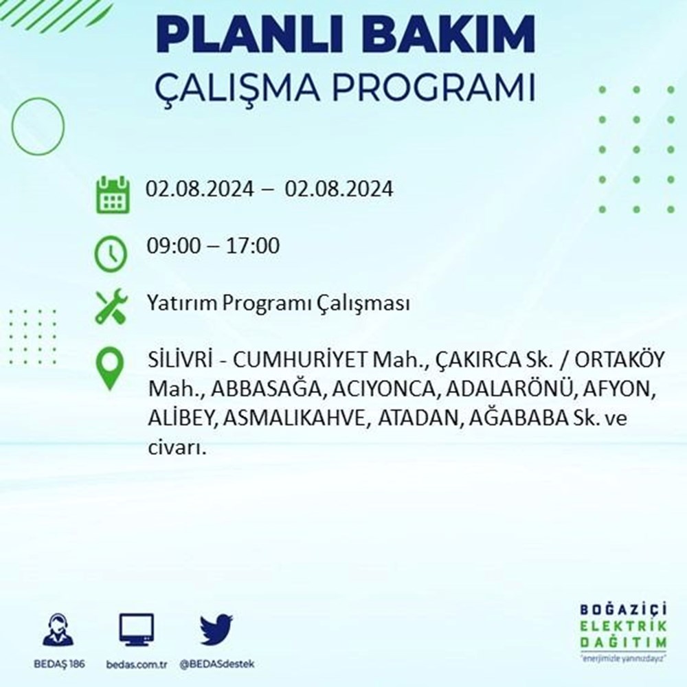 İstanbul'un 22 ilçesinde elektrik kesintisi: Elektrikler ne zaman gelecek? (2 Ağustos BEDAŞ kesinti programı) - 52