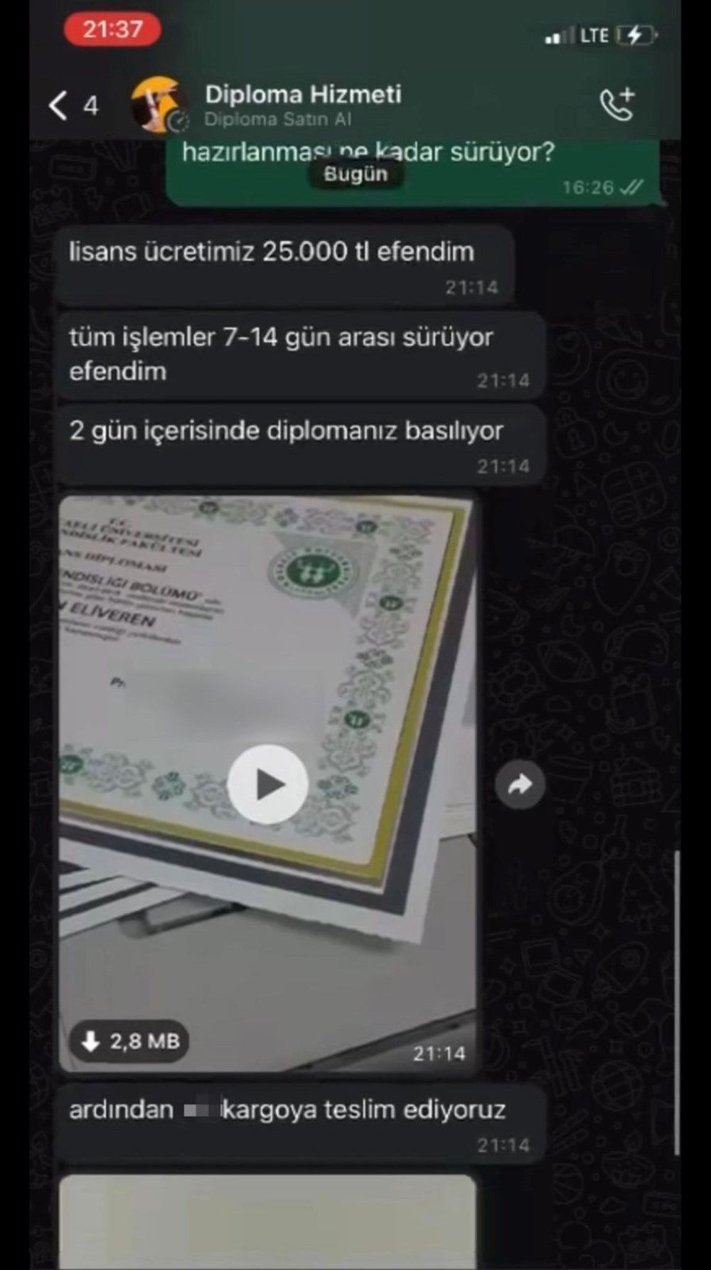 Sosyal medyada 25 bin liraya sahte lisans diploması: “KPSS’ye
gir, vize başvurusu yap” reklamıyla müşteri arıyorlar - 7