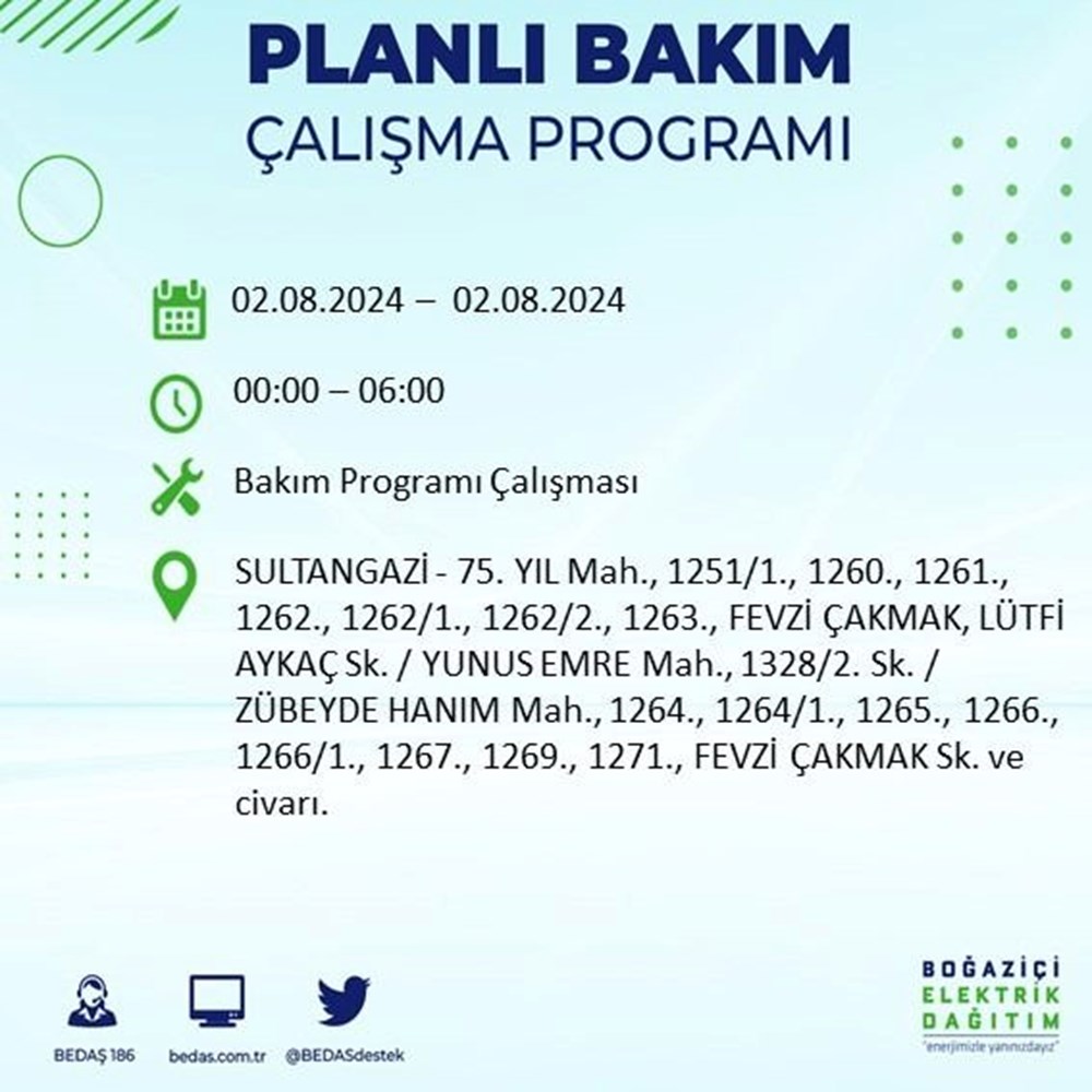 İstanbul'un 22 ilçesinde elektrik kesintisi: Elektrikler ne zaman gelecek? (2 Ağustos BEDAŞ kesinti programı) - 59