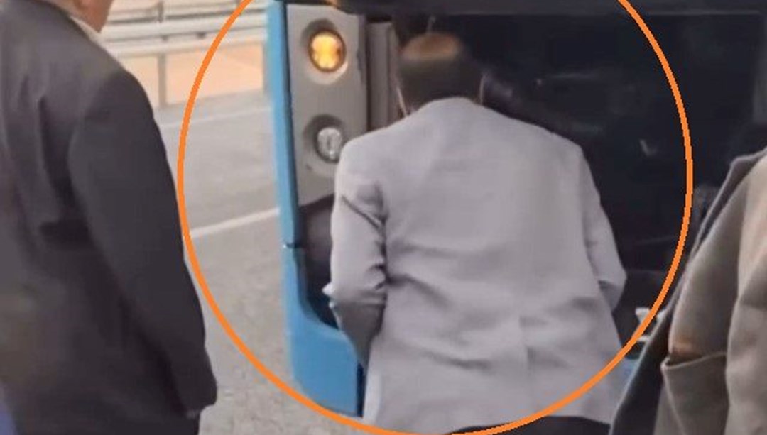 Otobüsteki yangına yolcudan ilginç müdahale