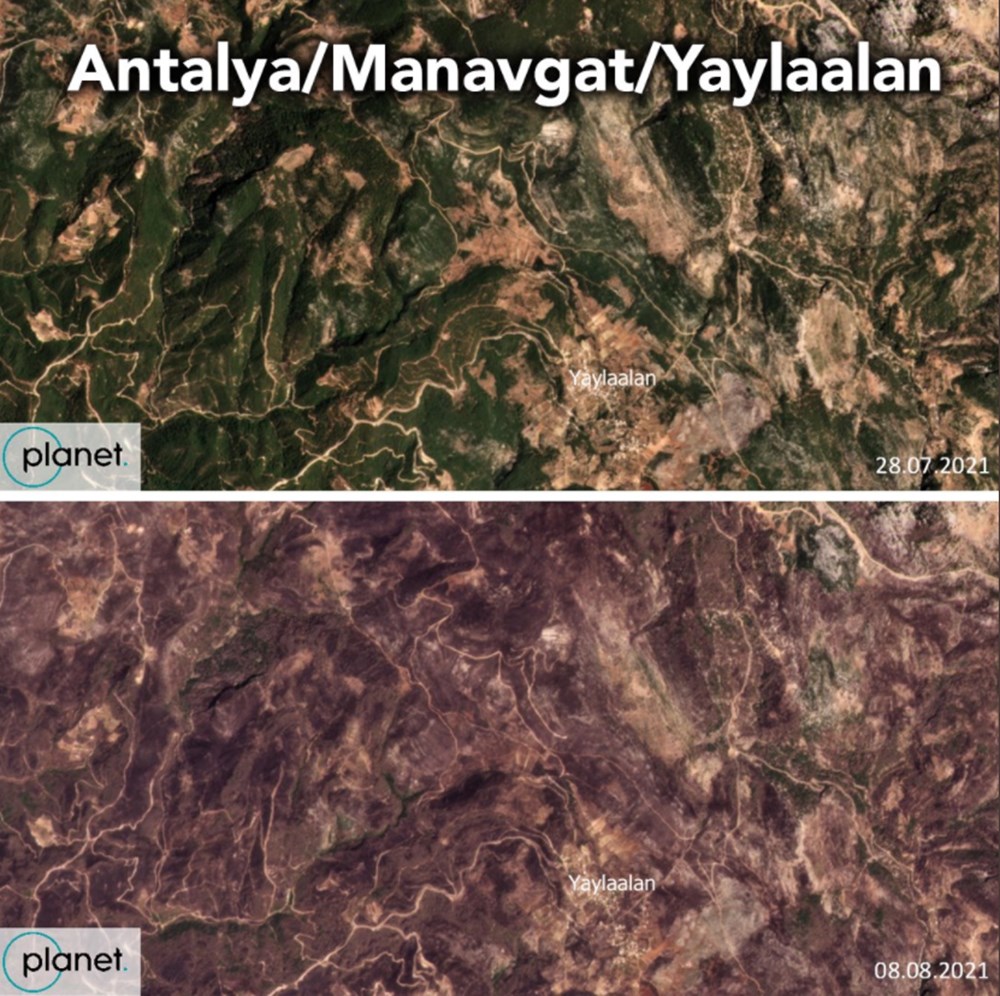 Türkiye'deki orman yangınlarının tahrip ettiği alanların uydu görüntüleri yayımlandı - 4