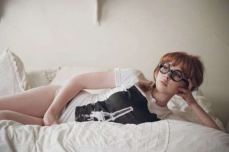 Cute  immature with glasses striping