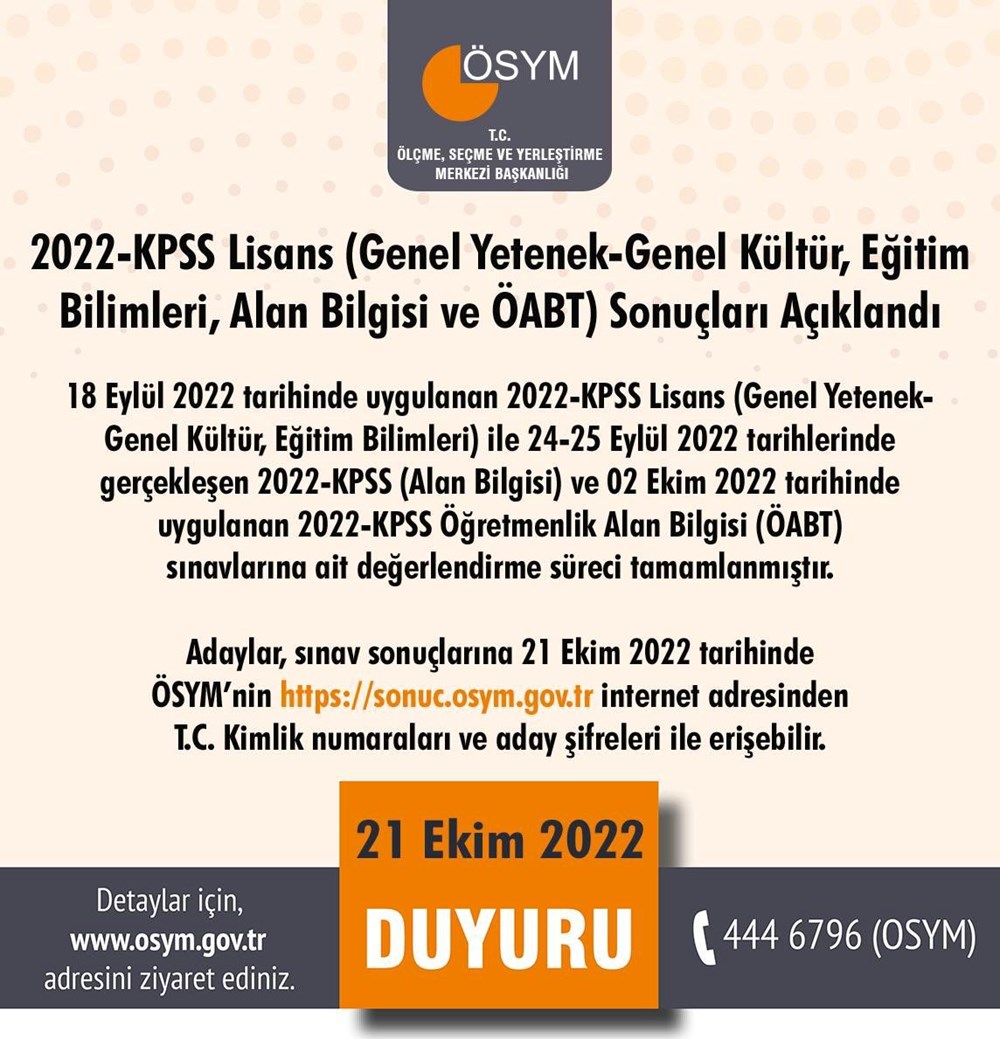 KPSS sonuçları sorgulama 2022: KPSS lisans, ÖABT ve alan bilgisi sonuçları açıklandı - 3