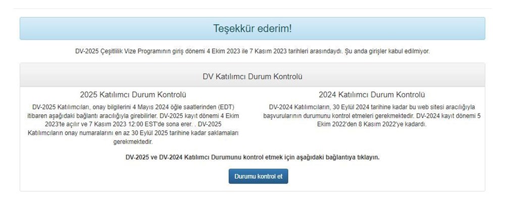 Green Card sonuçları 2025 sorgulama (dvlottery.state.gov) ekranı açıldı: Green Card başvuru sonucu nasıl öğrenilir? - 2