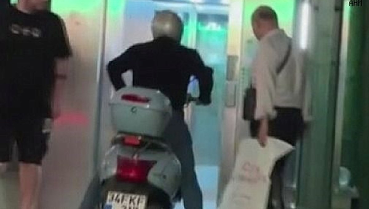 Engelli asansörüne motosikletle binen sürücüye pazar cezası Engelli asansörüne motosikletle binen sürücüye pazar cezası