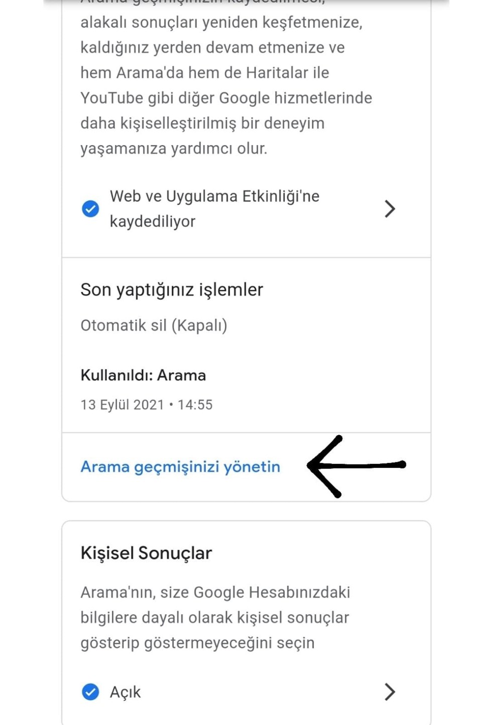 Google arama geçmişi Google hesabından nasıl temizlenir? - 7