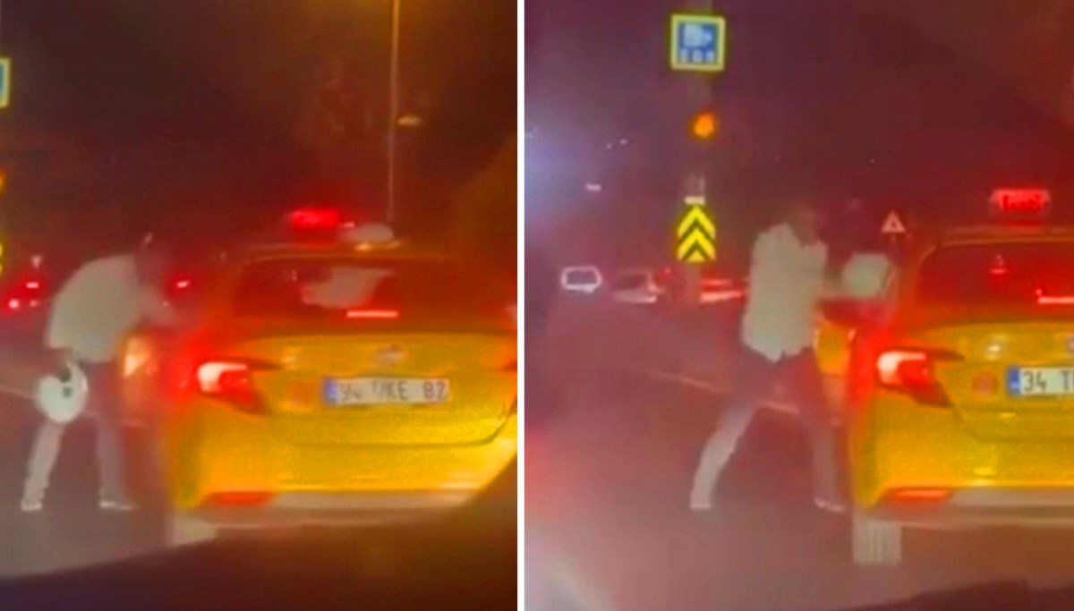 İstanbul'da trafik kavgası: Taksiye kaskla saldırdı