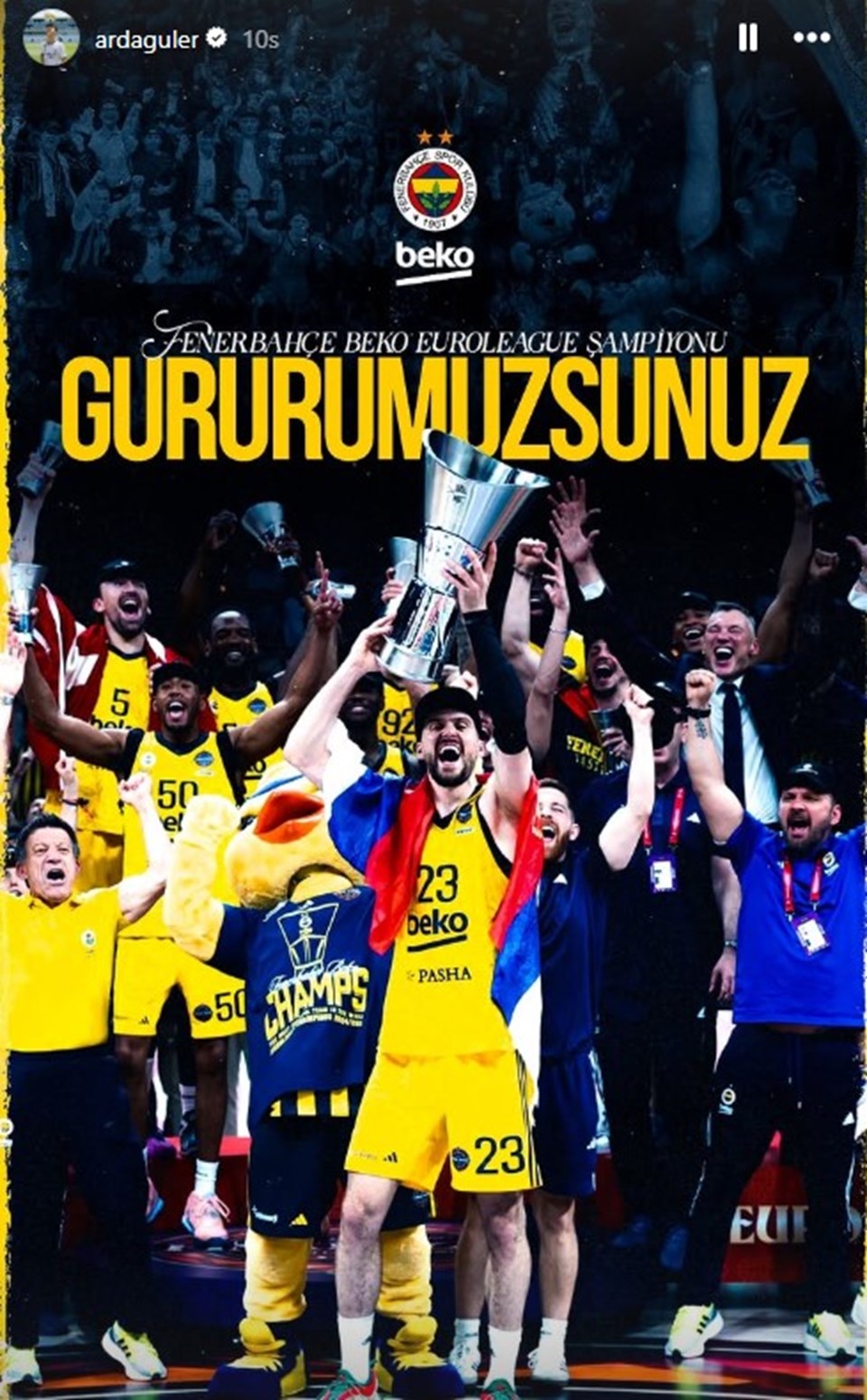Fenerbahçe Beko şampiyon oldu, paylaşımlar üst üste geldi: Volkan Demirel, Arda Güler, Mourinho ve İsmail Kartal - 2