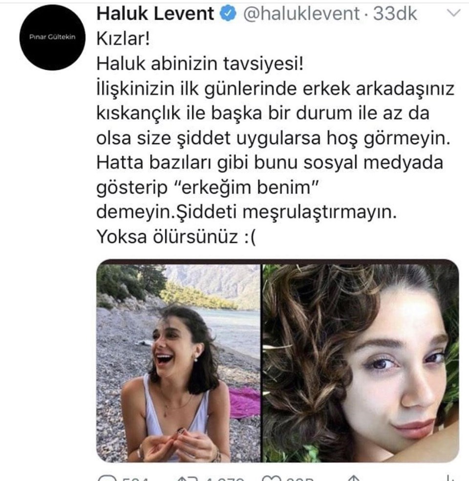 Haluk Levent'in Pınar Gültekin paylaşımı tepki çekti - 1