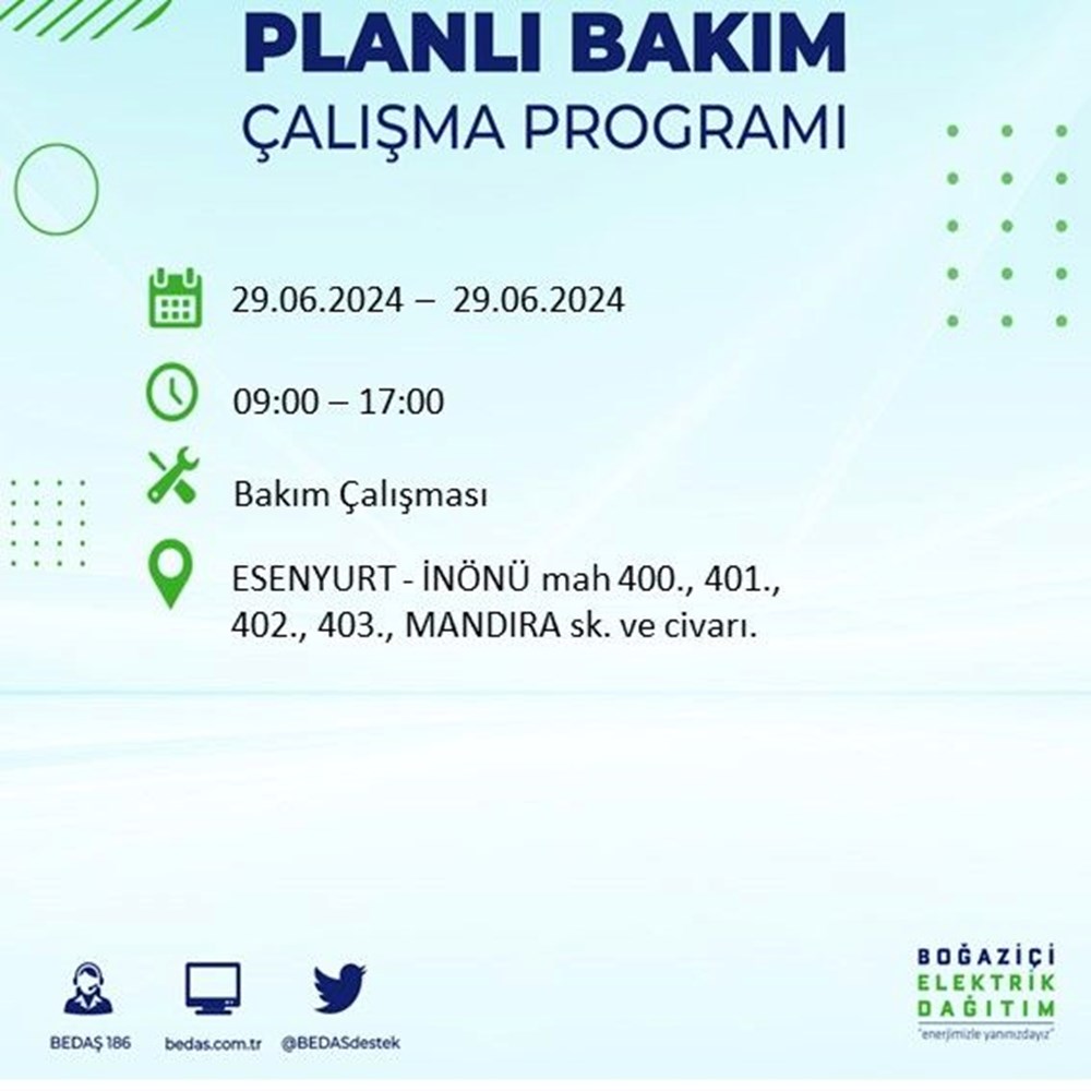 İstanbul'un 11 ilçesinde elektrik kesintisi: Elektrikler ne zaman gelecek? (BEDAŞ 29 Haziran elektrik kesintisi programı) - 6