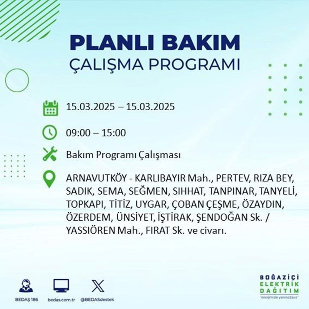 İstanbullular Alarmda: BEDAŞ'tan 8 Saatlik Kesinti Uyarısı! Sular Ne Zaman Durulacak? (15 Mart Kesinti Rehberi) 74