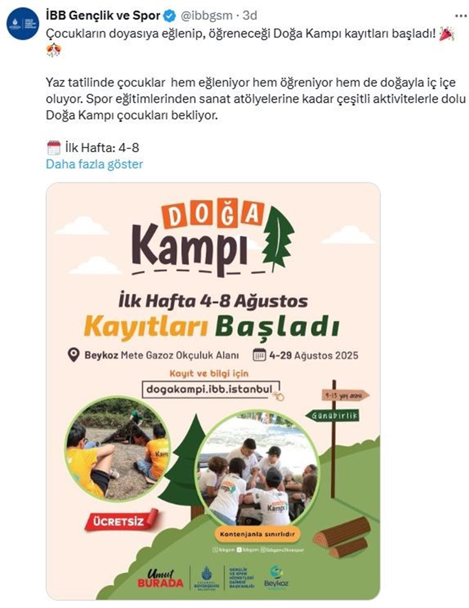İBB Doğa Kampı kayıtları başladı: İBB Doğa Kampı başvurusu nasıl yapılır? - 1