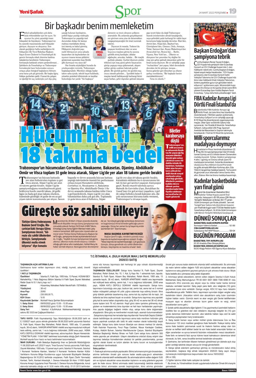 Günün spor manşetleri (24 Mart 2022) - 20