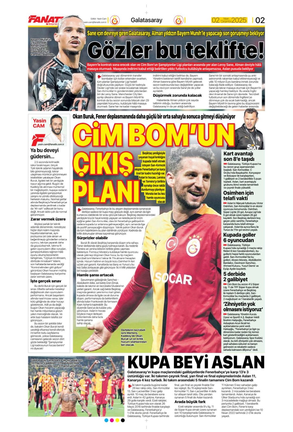 "Derbi bayramı" (2 Nisan 2025 spor manşetleri) - 11