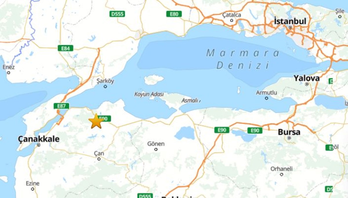 Çanakkale'de 4,6 büyüklüğünde deprem