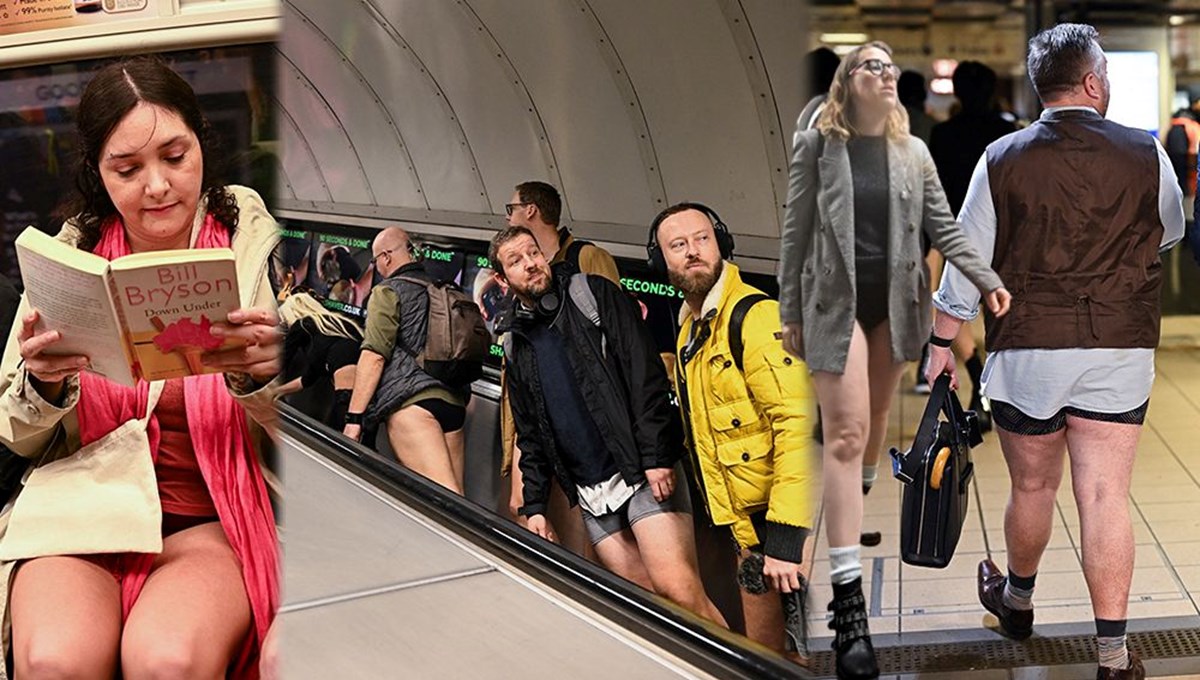 Londra'da 'Pantolonsuz Metro Günü' eğlencesi Londra'da 'Pantolonsuz Metro Günü' eğlencesi