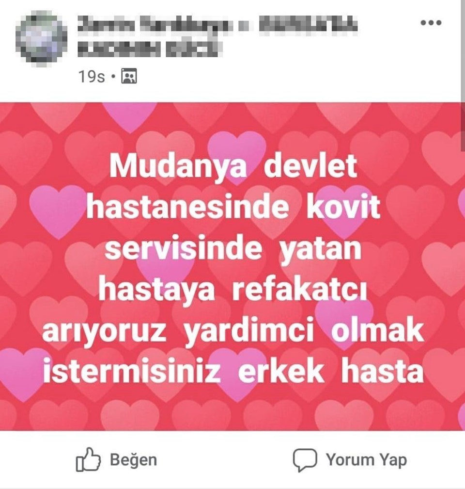 Covid-19 hastası için refakatçi ilanı - 1