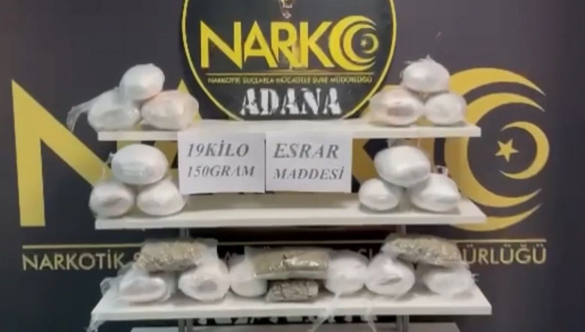 Adana'da otomobilde 19 kilo 150 gram esrar ele geçirildi