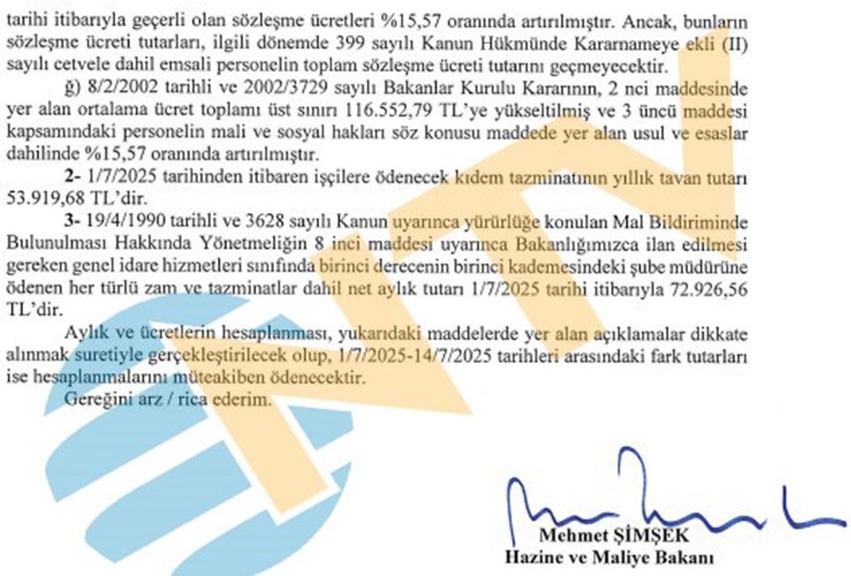 Bakan Şimşek imzaladı... İşte kesin zam, kıdem tazminatı tavanı ve bedelli askerlik ücreti - 2