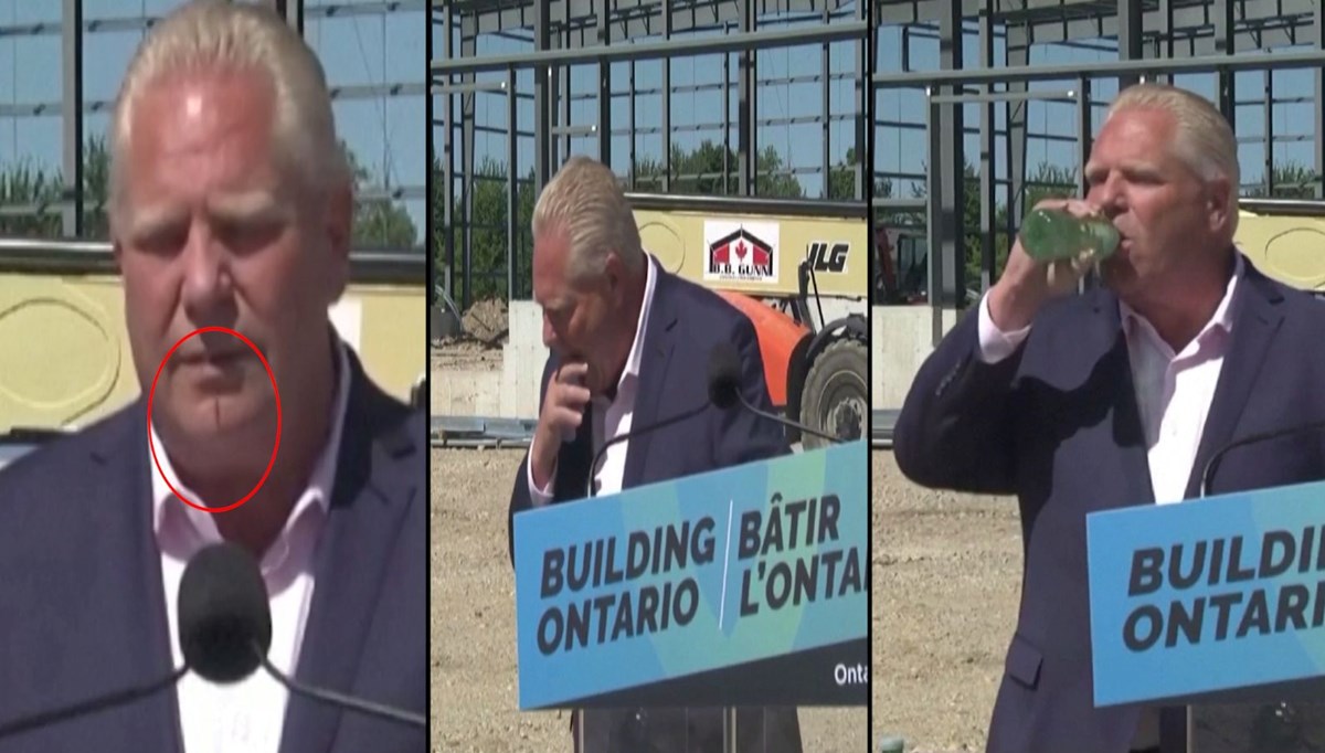Ontario Başbakanı basın toplantısında arı yuttu