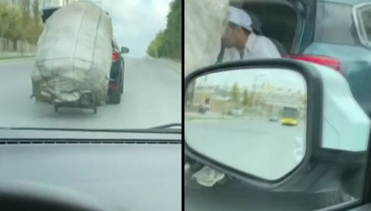 Yokuşta zorlanan kağıt toplayıcısına böyle yardım etti