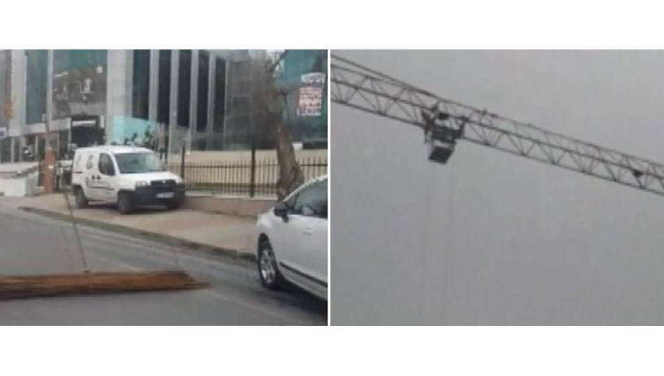 İstanbul'da vincin taşıdığı demirler yola düştü