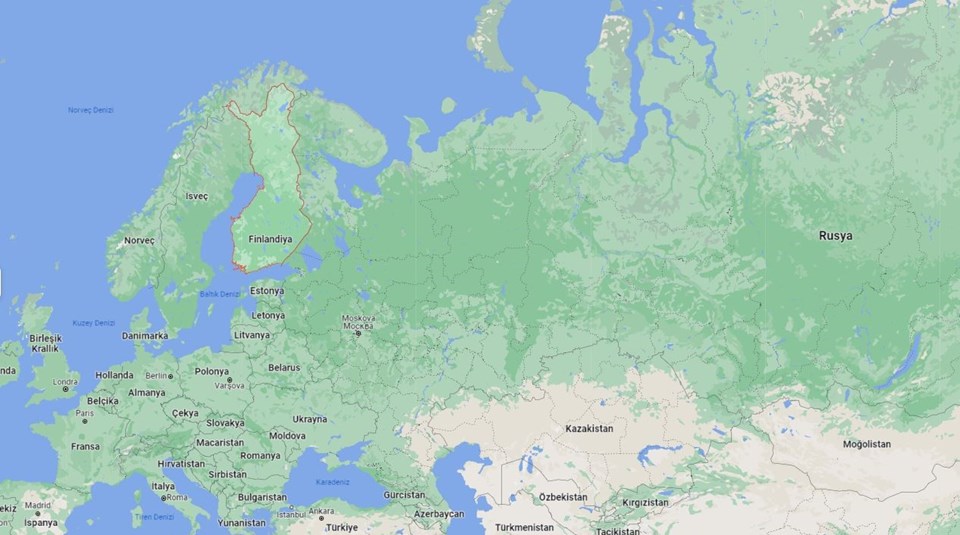 Rusya ve Finlandiya'nın konumu haritada görülüyor.