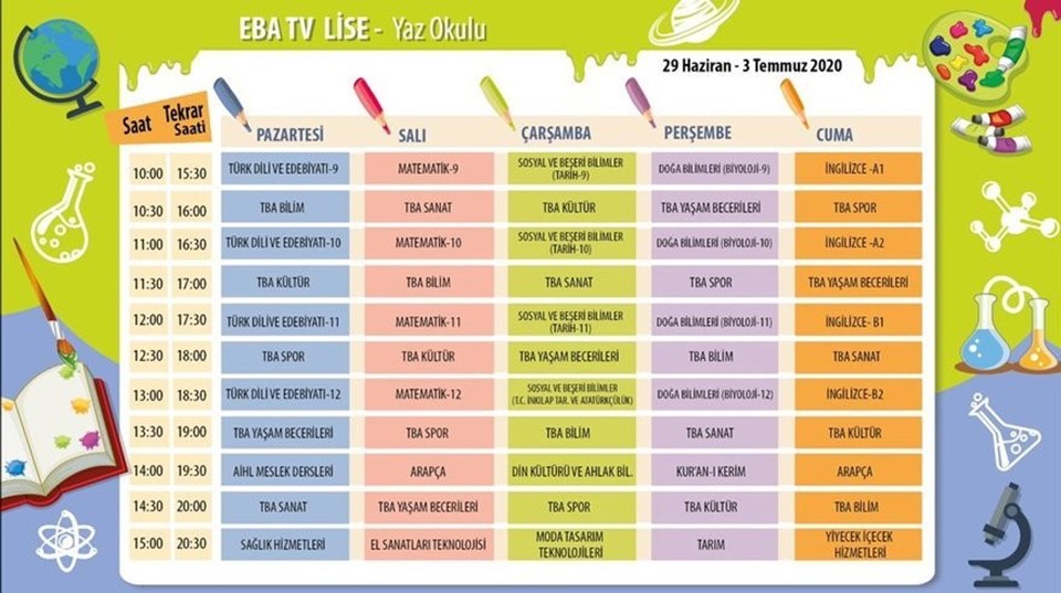 TRT EBA TV yaz okulu programı başladı (EBA TV ilkokul, ortaokul, lise ders programları) - 3