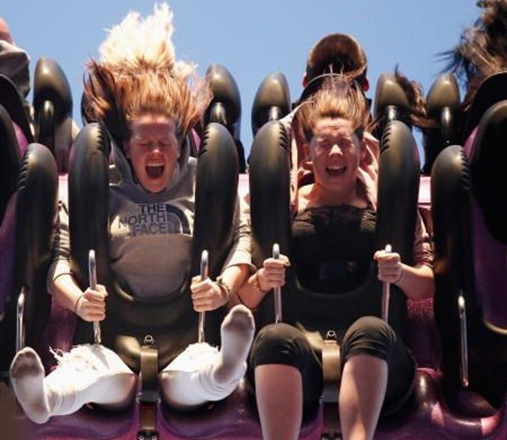 Hair raising rides. Hair-raising frightened. Hair-raising moment. Hair-raising.