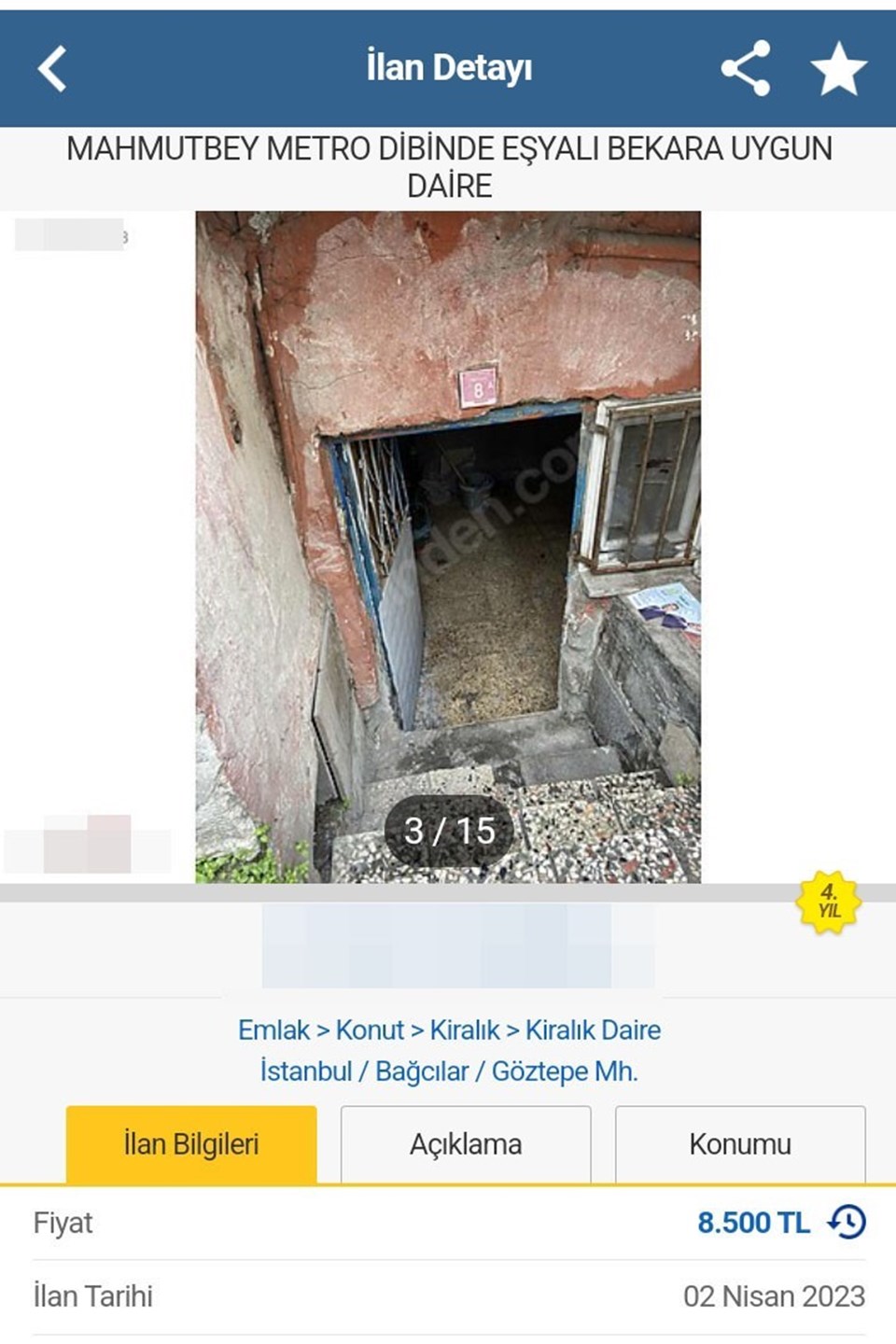 Bodrum kattaki harabe eve fahiş kira ile ilan - 2