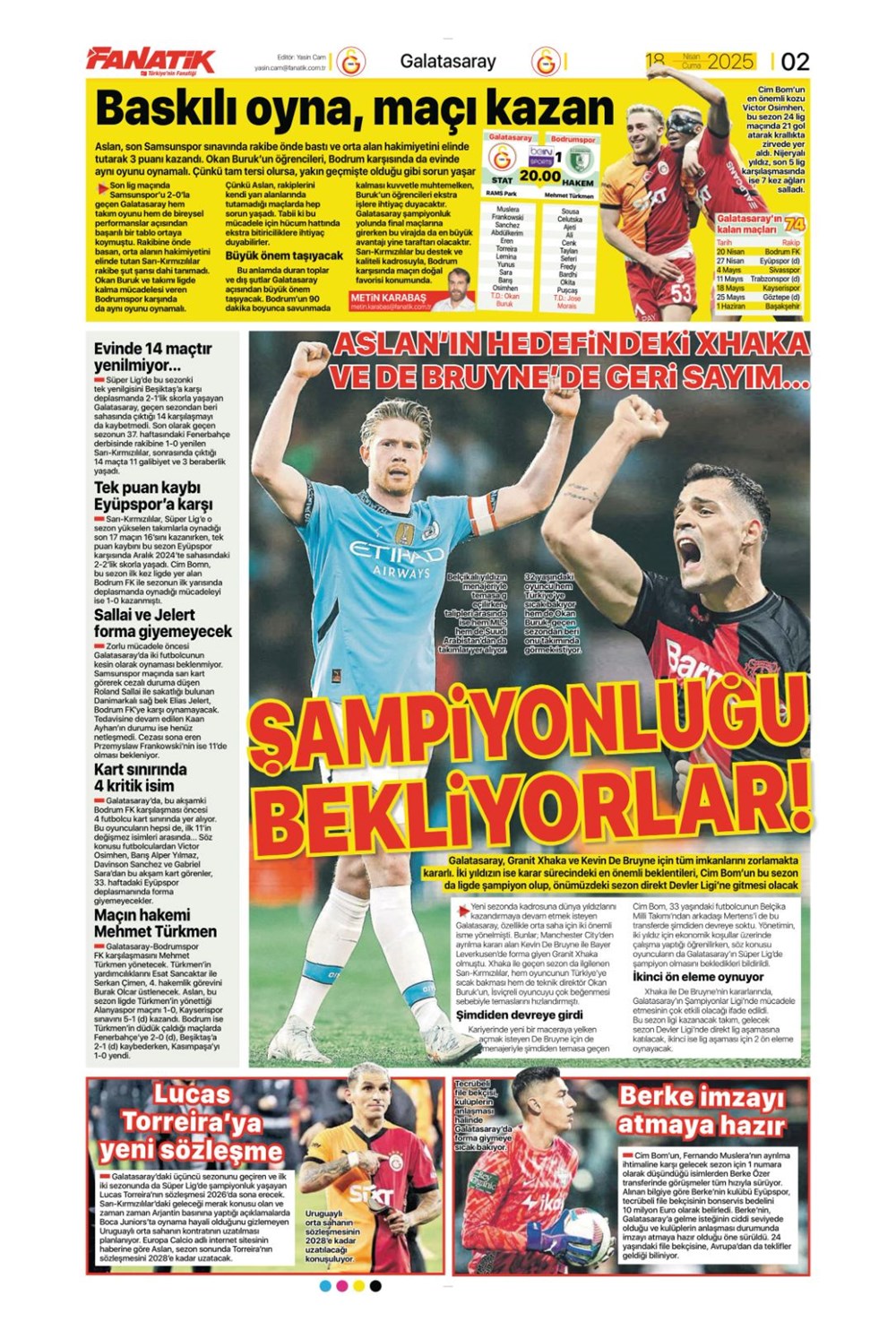 "Kolo Muani bombası" (18 Nisan 2025 spor manşetleri) - 12
