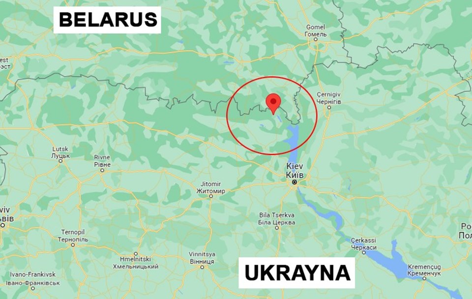 Pripyat ırmağı bölgesi Belarus ile Ukrayna sınırında bulunuyor.