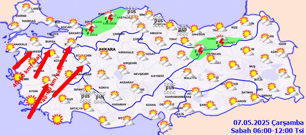 Meteoroloji'den 13 il için sağanak yağış uyarısı (7 Mayıs Çarşamba hava durumu) - 3