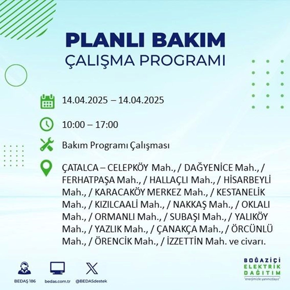 İstanbul'un 23 ilçesinde elektrik kesintisi: Elektrikler ne vakit gelecek? 9 saat sürecek (14 Nisan BEDAŞ kesinti programı) 120 cDr m0URY0qBD7Tt1LGPKA