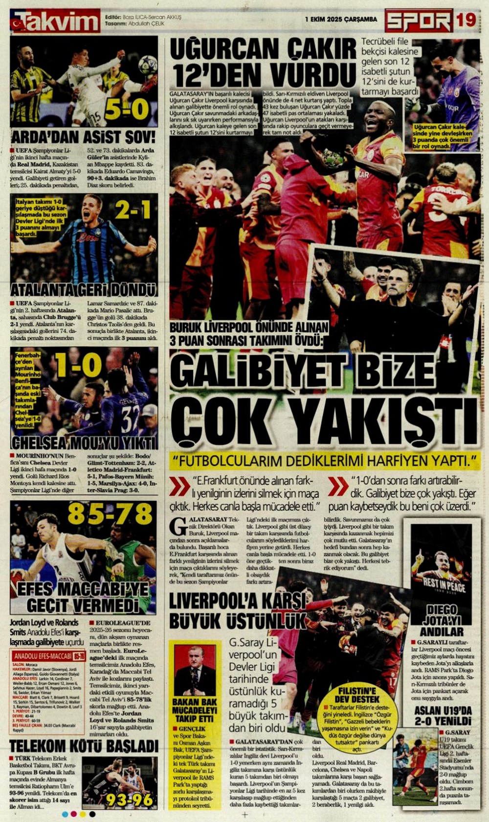 "Adı Aslan, işi destan" (1 Ekim 2025 spor manşetleri) - 23