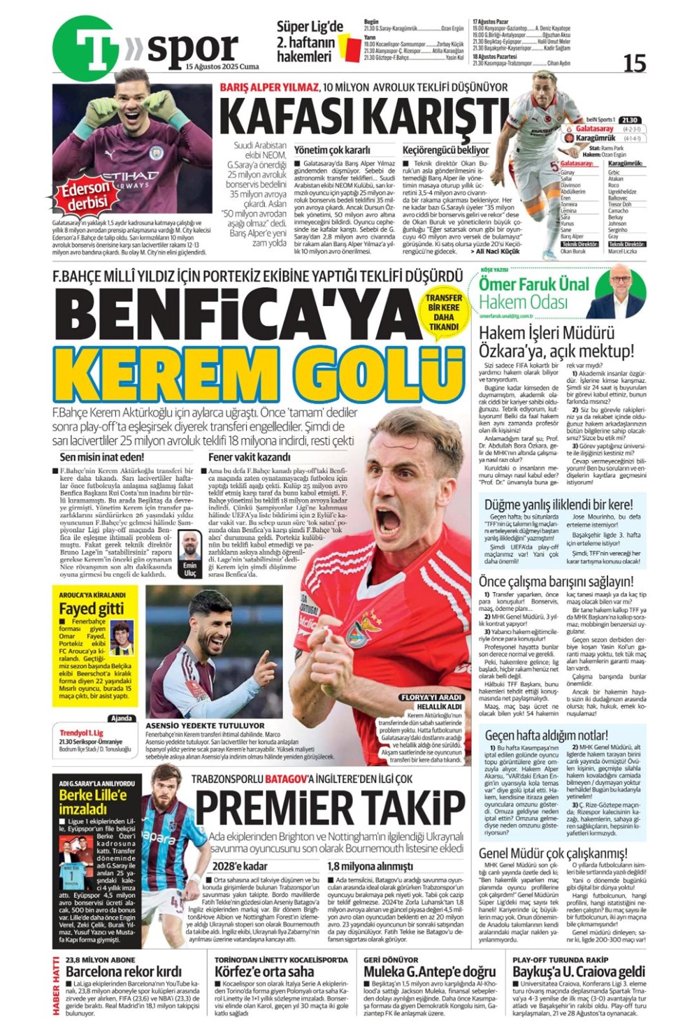 "Kabustan zafere" (15 Ağustos spor manşetleri) - 21