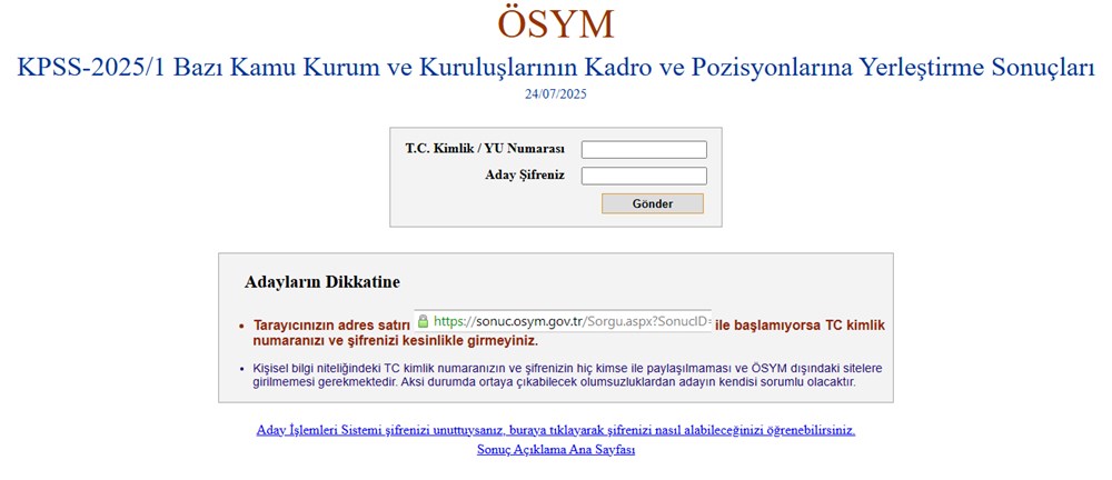KPSS 2025/1 merkezi atama tercih sonuçları sorgulama ekranı: Kamuda lisans, ön lisans ve ortaöğretim yerleştirme sonuçları açıklandı - 1