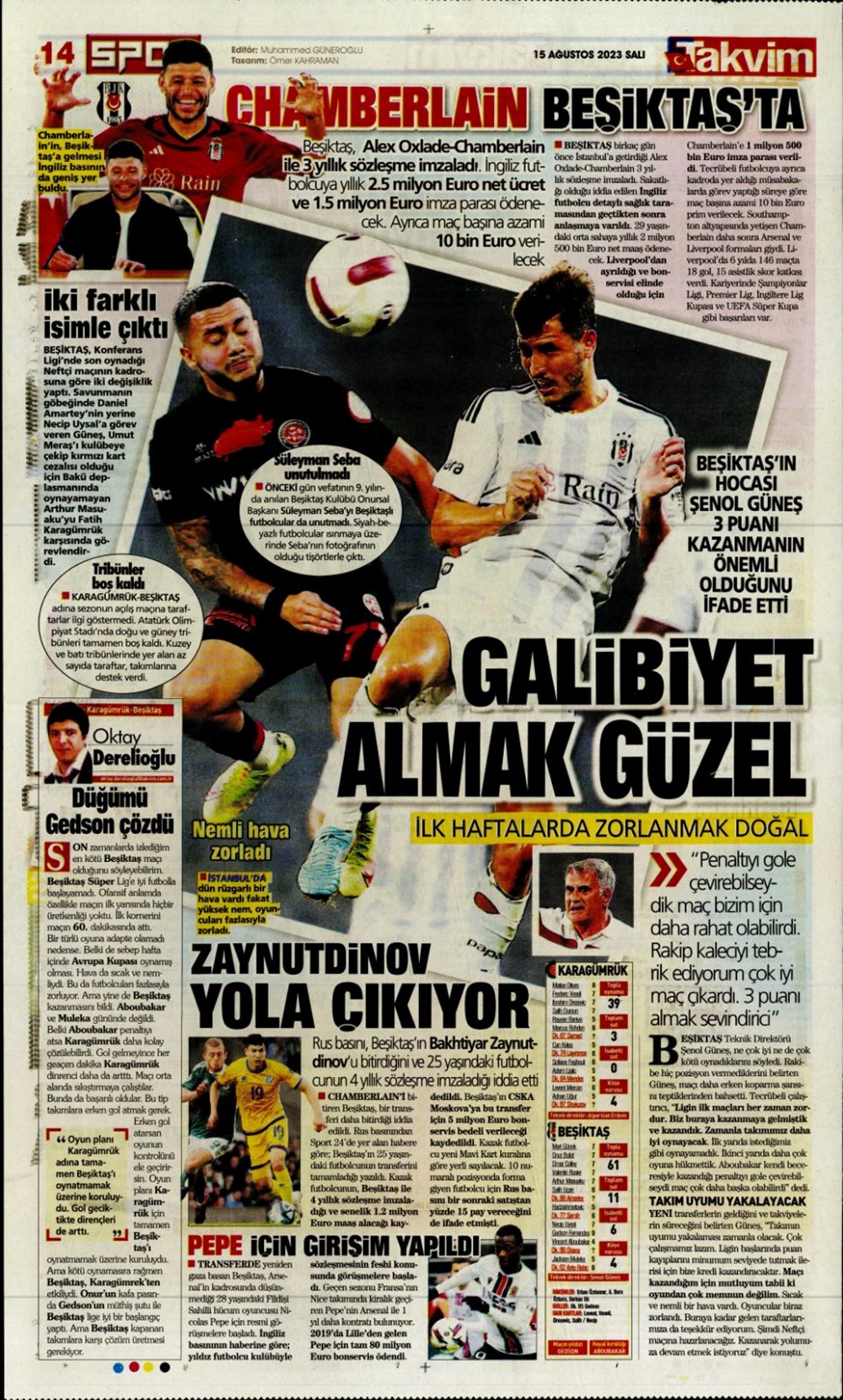 "Aslan'ın tur günü" | 15 Ağustos 2023 spor manşetleri - 13
