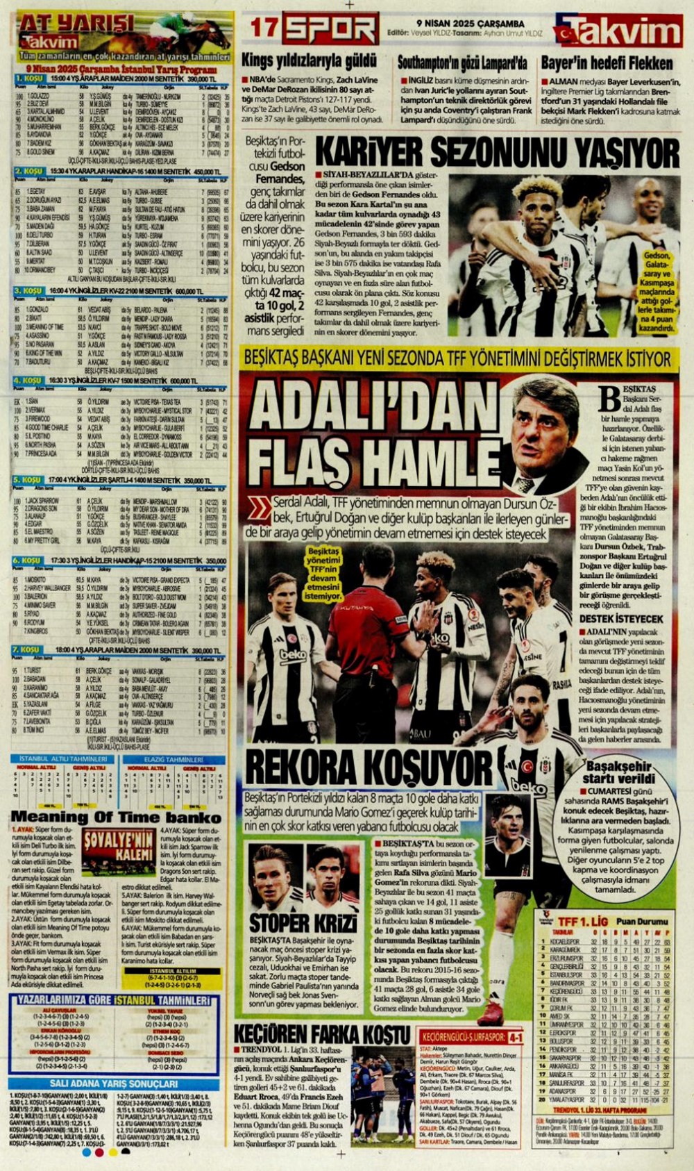 "Kevin De Bruyne derbisi" (9 Nisan 2025 spor manşetleri) - 30