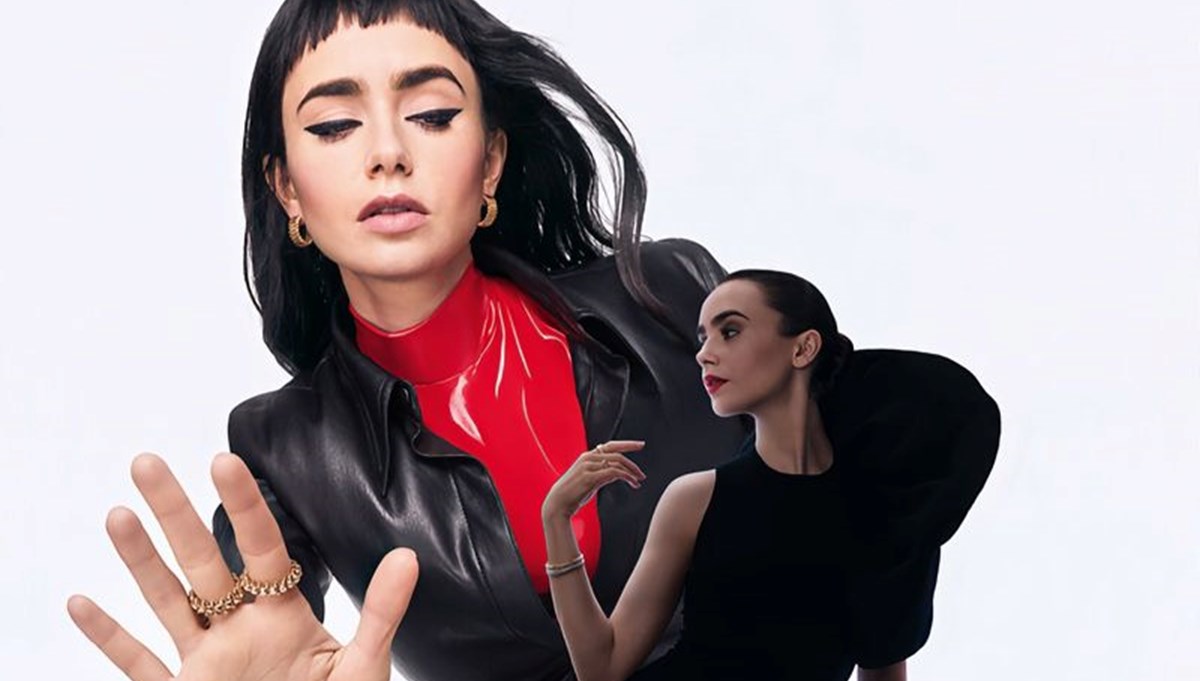 Lily Collins mücevher markası Cartier'in kampanyasında bambaşka birine dönüştü