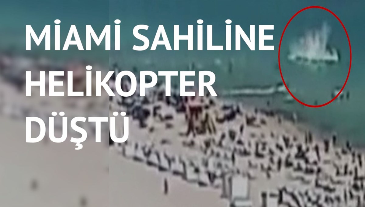 Sahildeki onlarca insanın arasına helikopterin düştüğü anlar
