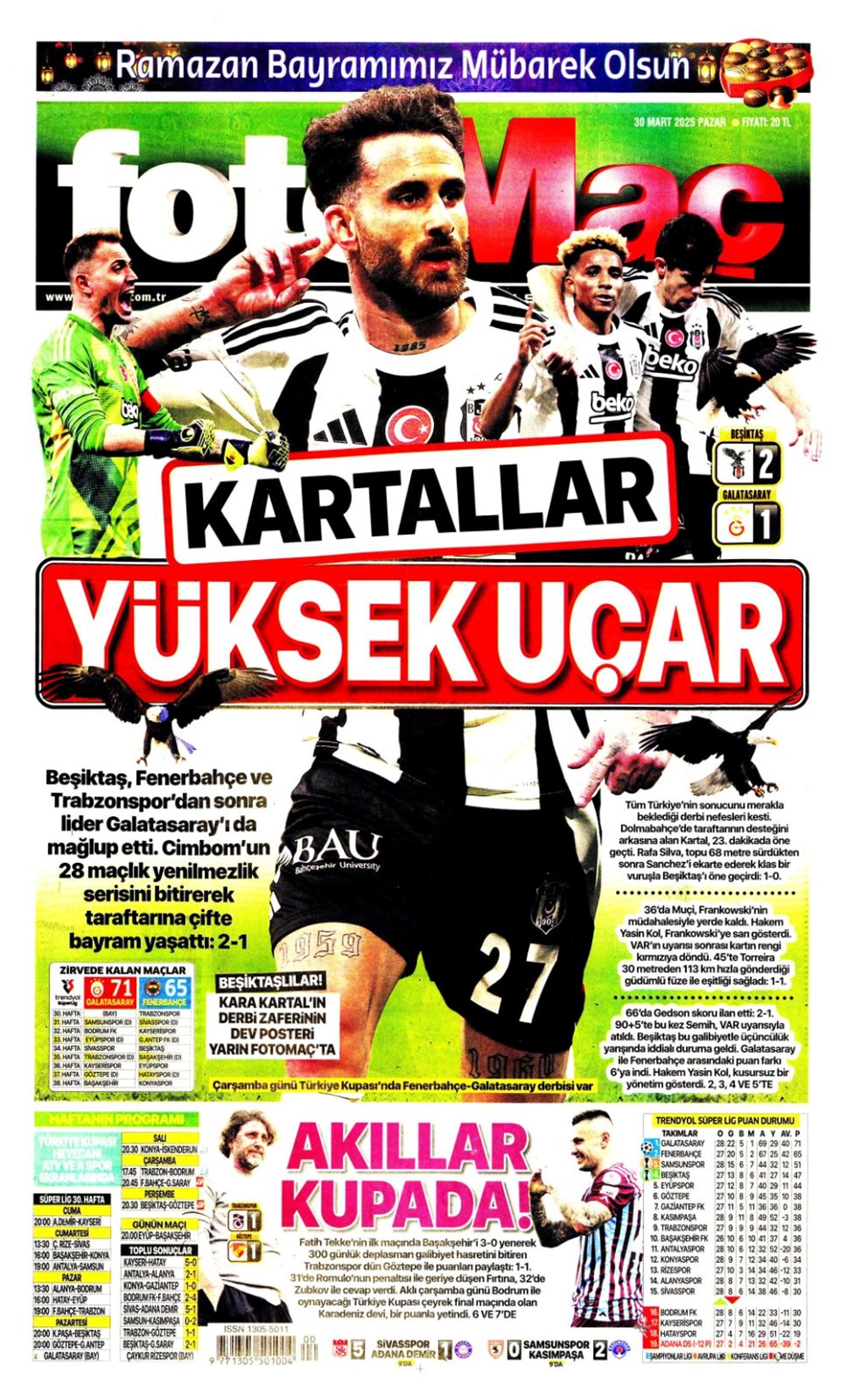 "Zirveye Kartal pençesi" (30 Mart 2025 spor manşetleri) - 3
