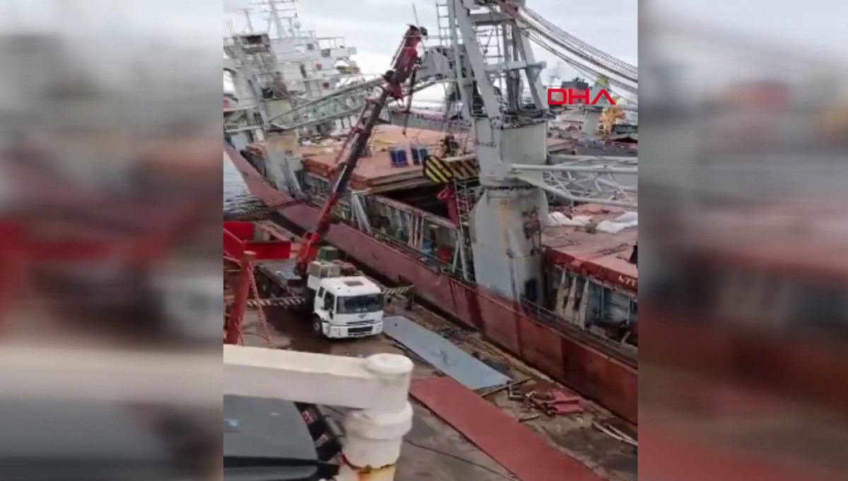 Tuzla'da bakıma alınan gemi yan yattı