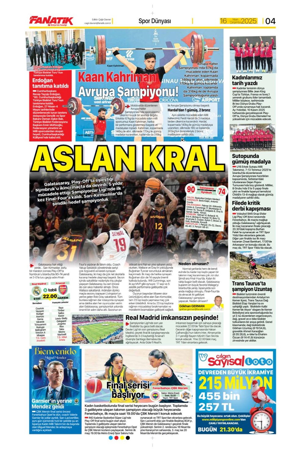 "Kim Min-Jae harekatı" (16 Nisan 2025 spor manşetleri) - 11