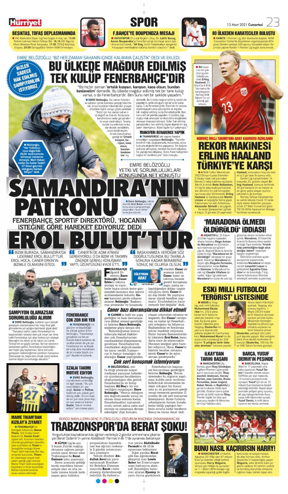 Günün spor manşetleri (13 Mart 2021) - 7